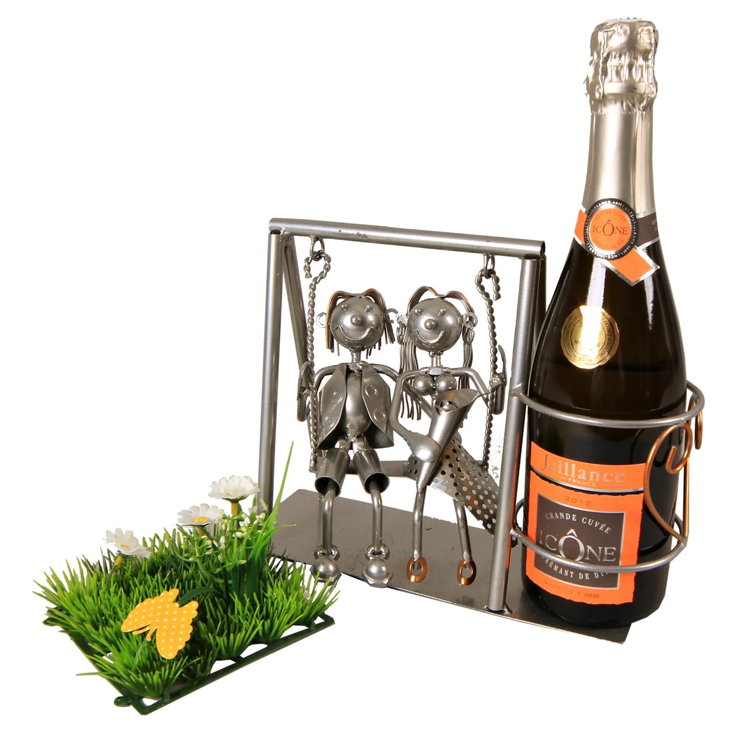 Support bouteille Félix métal gris/cuivre - Couple balançoire