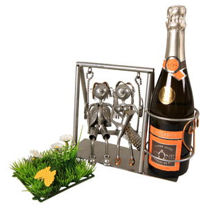 Support bouteille Félix métal gris/cuivre - Couple balançoire