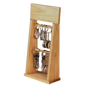 Présentoir Display bois teinté vintage pour 20 porte-clés
