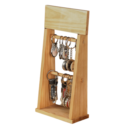 Présentoir Display bois teinté vintage pour 20 porte-clés