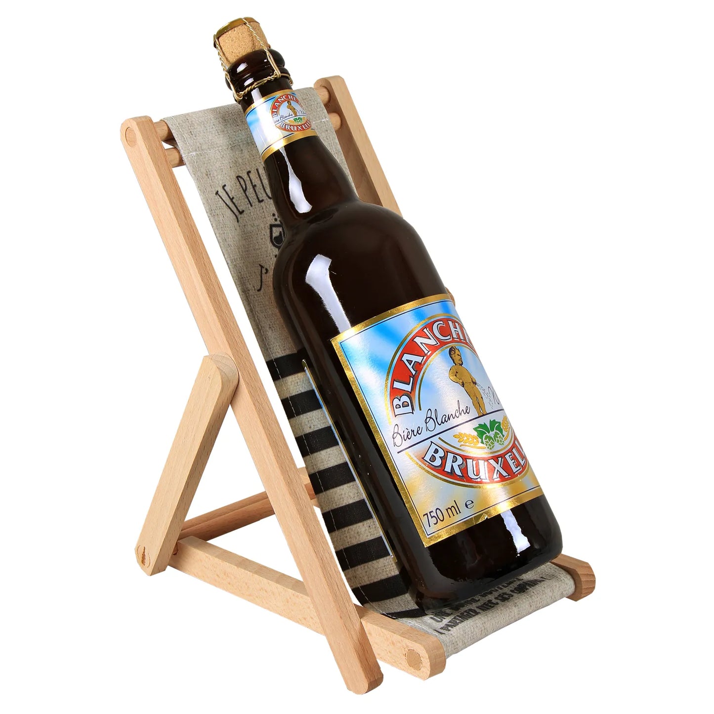 Support bouteille Valentina bois toile - Je peux pas j ai apéro