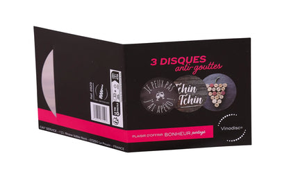Vinodisc aluminum anti-drip disc with assorted aperitif patterns (3 pieces)