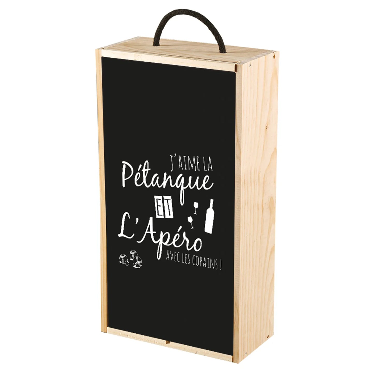 Coffret pétanque Léon bois 6 accessoires pour 1 bouteille - Jaime la pétanque