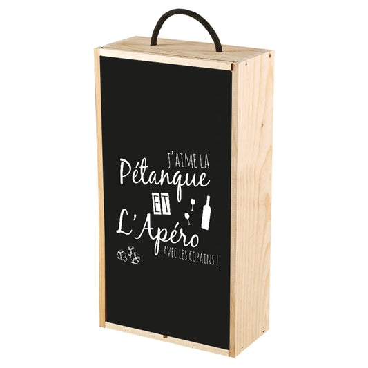 Coffret pétanque Léon bois 6 accessoires pour 1 bouteille - Jaime la pétanque