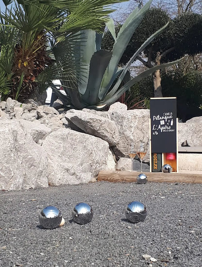 Coffret pétanque Léon bois 6 accessoires pour 1 bouteille - Jaime la pétanque