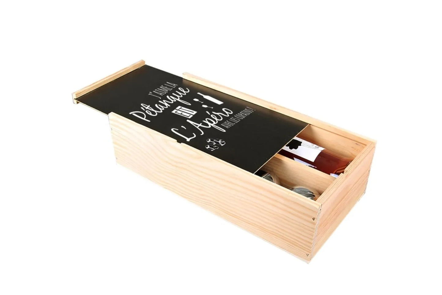 Coffret pétanque Léon bois 6 accessoires pour 1 bouteille - Jaime la pétanque
