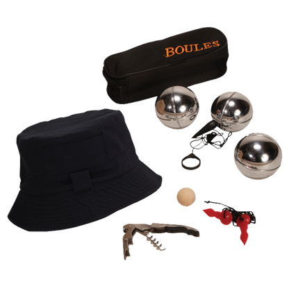 Coffret pétanque Léon 6 accessoires 1 bouteille - Jpeux pas j'ai petanque