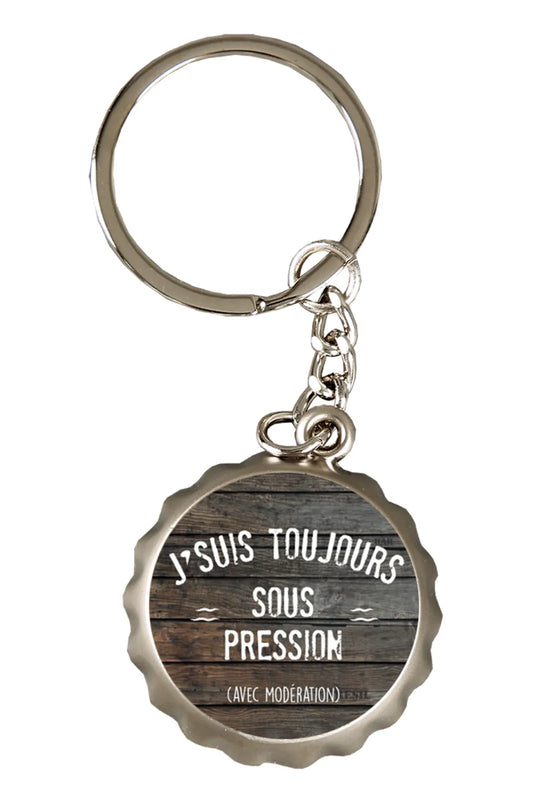 Porte-clé décapsuleur Ivo métal - Jsuis toujours sous pression