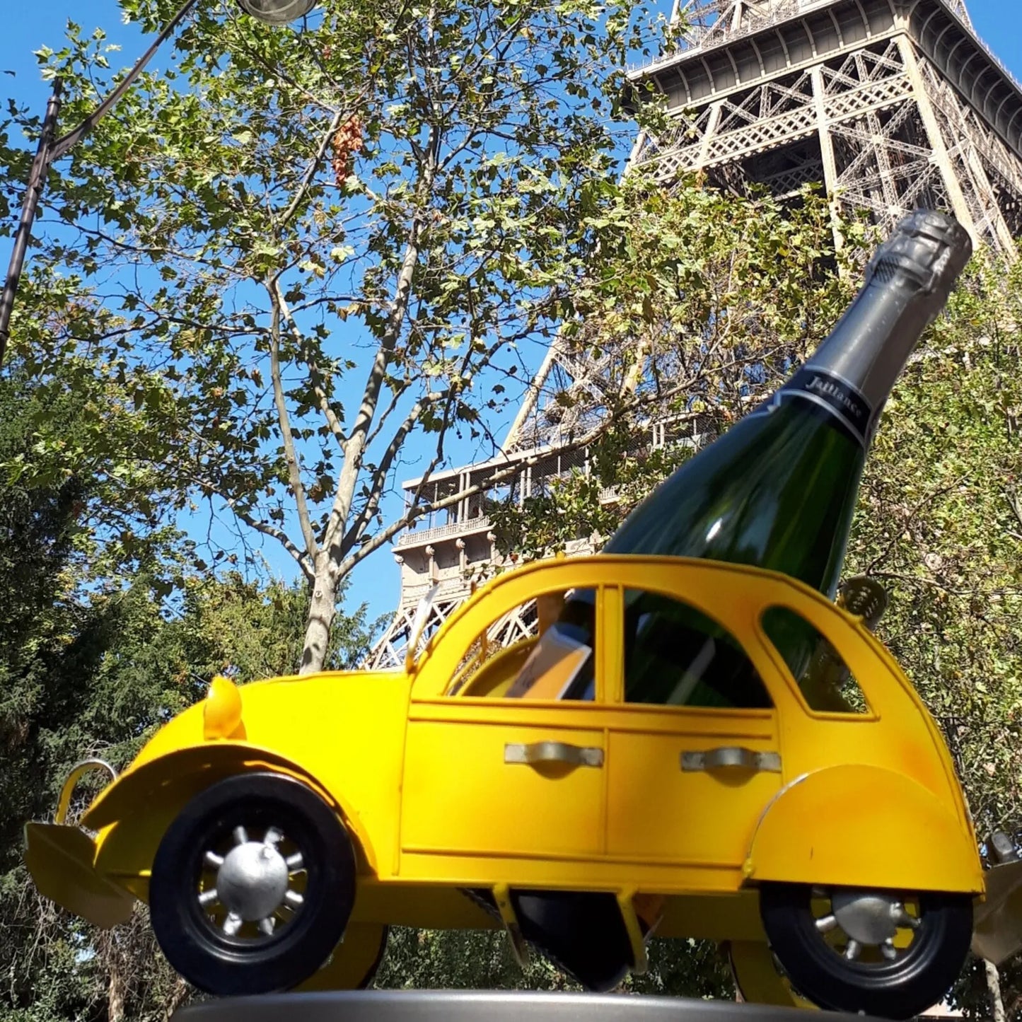 Support bouteille Félix métal jaune - 2CV