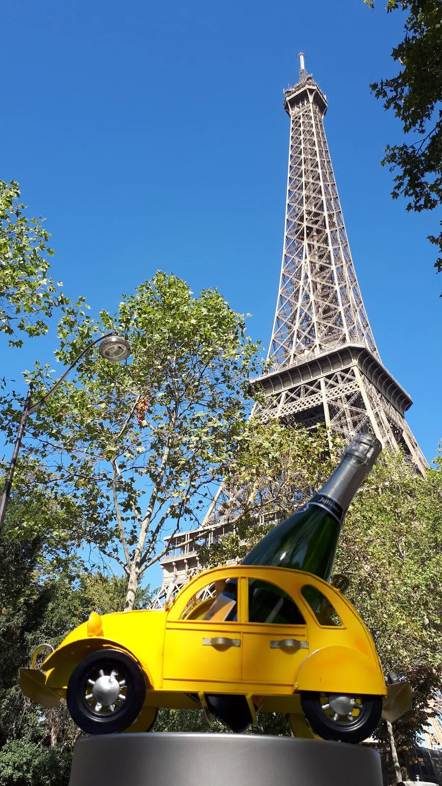 Support bouteille Félix métal jaune - 2CV