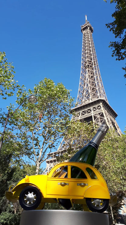 Support bouteille Félix métal jaune - 2CV