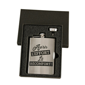 Coffret flasque Nora 8oz/24cl décoré noir - Aprés leffort le réconfort