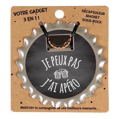 Décapsuleur 3 en 1 Marcus métal - Je peux pas jai apéro