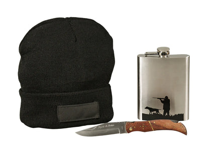 Coffret chasse Franquin bois 3 accessoires pour 1 bouteille-Partons à la Chasse