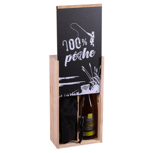 Coffret pêche Colin bois 4 accessoires pour 1 bouteille - 100% pêche