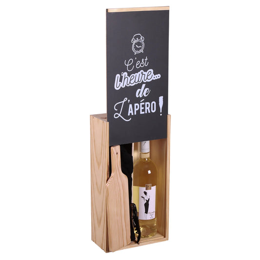 Coffret apéro Thibaud bois 3 accessoires pour 1 bouteille  - Cest lheure...