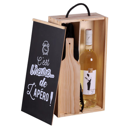 Coffret apéro Thibaud bois 3 accessoires pour 1 bouteille  - Cest lheure...