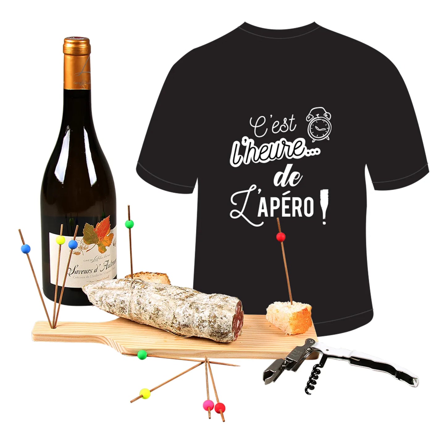Coffret apéro Thibaud bois 3 accessoires pour 1 bouteille  - Cest lheure...