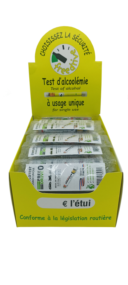 Ethylotest Justus usage unique sans ballon 0.5g/l (présentoir carton)