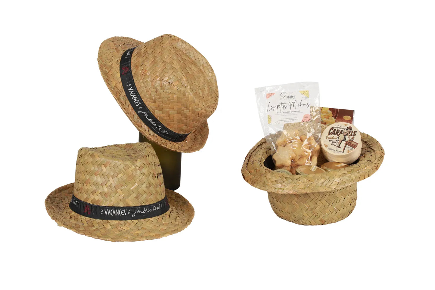 Ernest straw hat with grey/white/fuchsia band - Vacation I forget everything