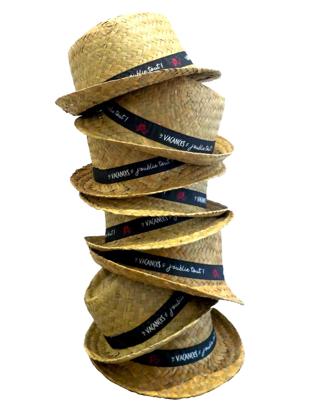 Ernest straw hat with grey/white/fuchsia band - Vacation I forget everything