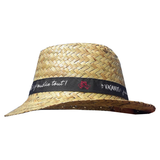 Ernest straw hat with grey/white/fuchsia band - Vacation I forget everything