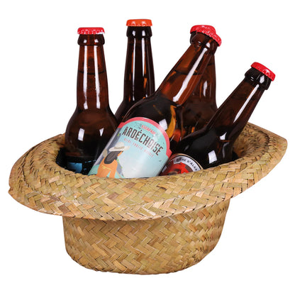 Chapeau Ernest paille bandeau beige/blanc - Jpeux pas jai apéro