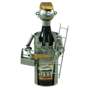 Support bouteille Félix métal gris/cuivre - Bricoleur