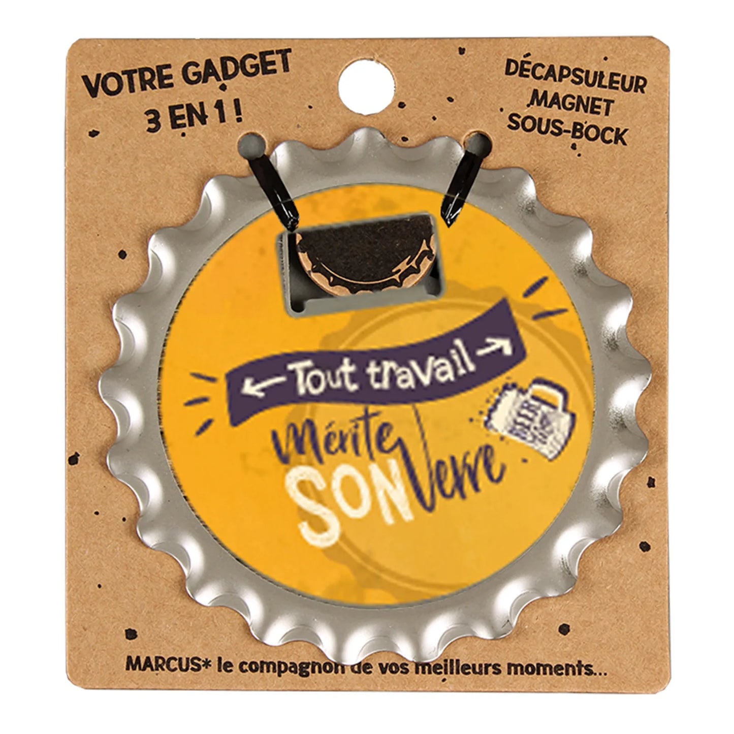Décapsuleur 3 en 1 Marcus métal - Tout travail mérite son verre