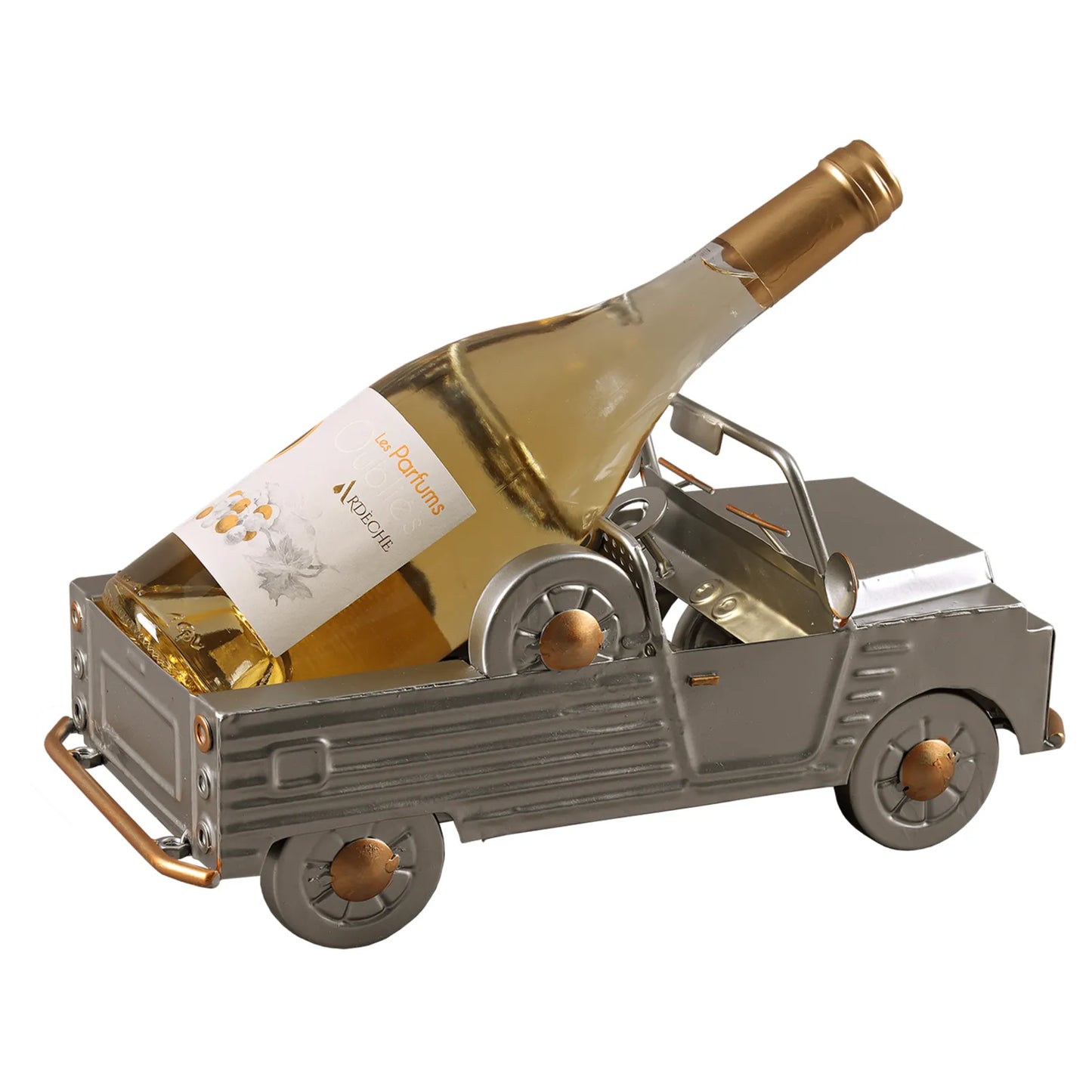 Support bouteille Félix métal gris/cuivre - Méhari