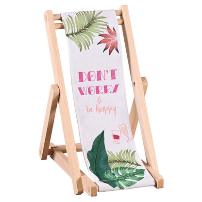 Support bouteille Valentina bois toile - Dont worry be happy