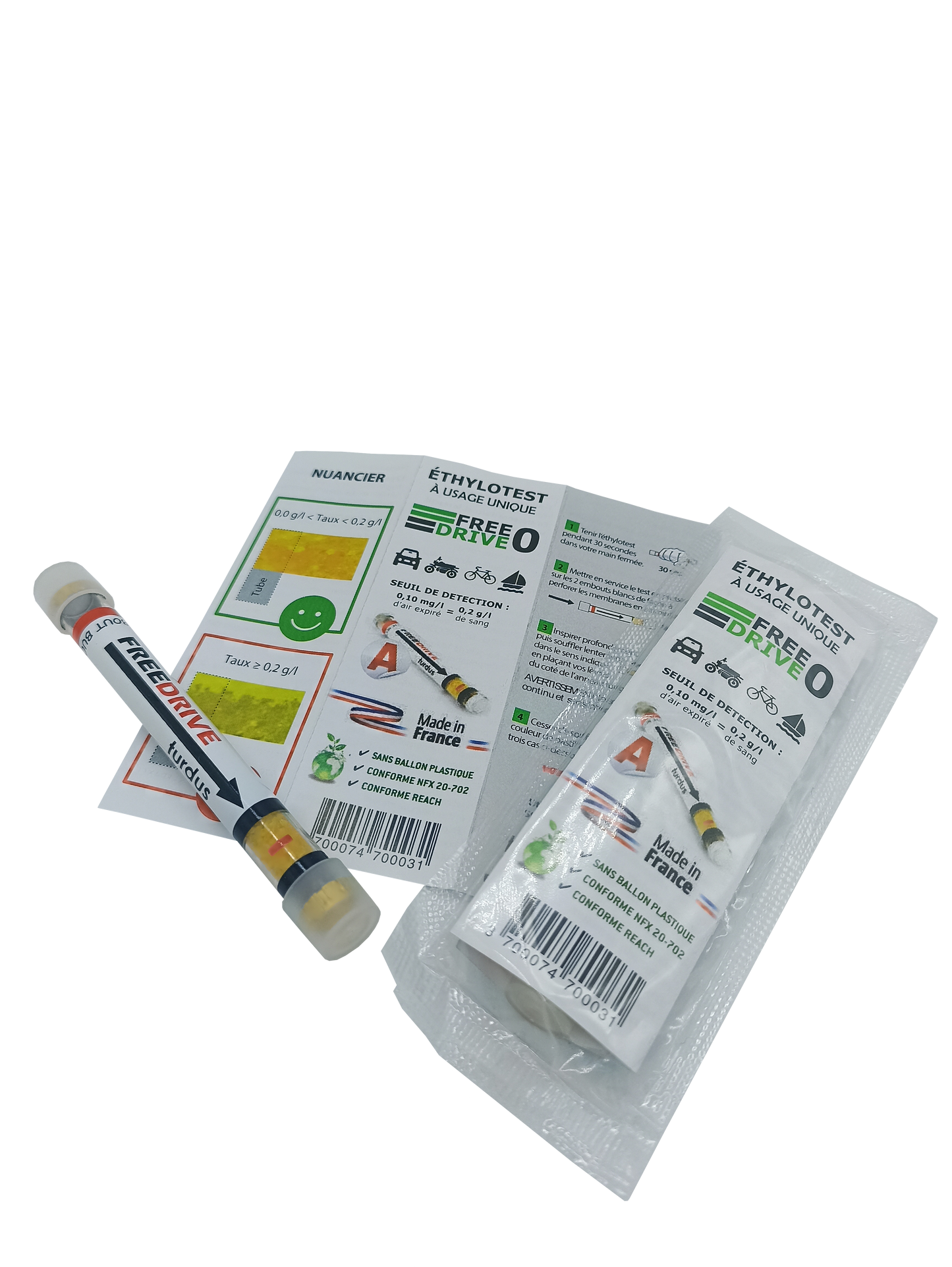 Ethylotest Justus usage unique sans ballon 0.2g/l (Permis probatoires)