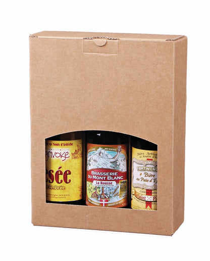 Valisette Atlanta carton kraft 3 bières 33cl (type long-neck)