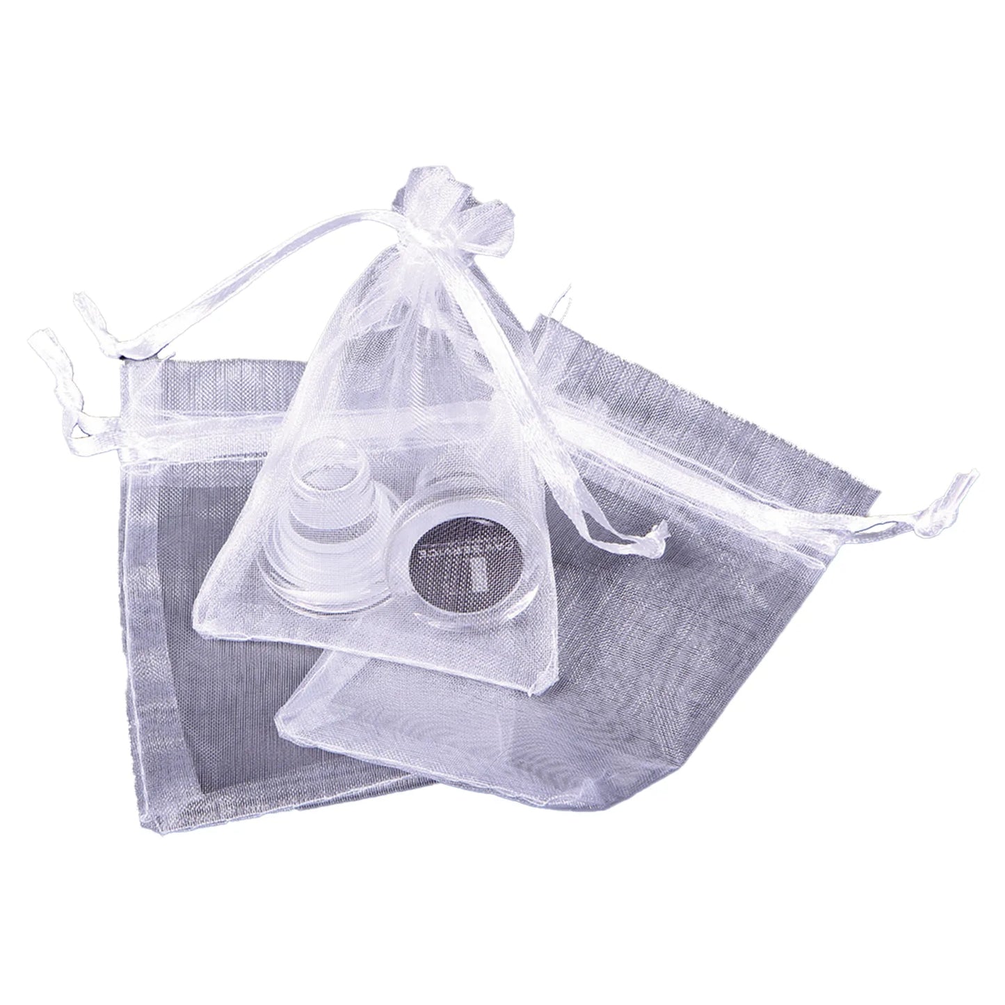 White organza bag 7x9cm with drawstring