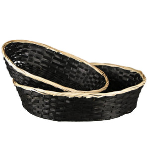 Clara basket, bamboo/black rush/natural, oval, 38x28x9cm
