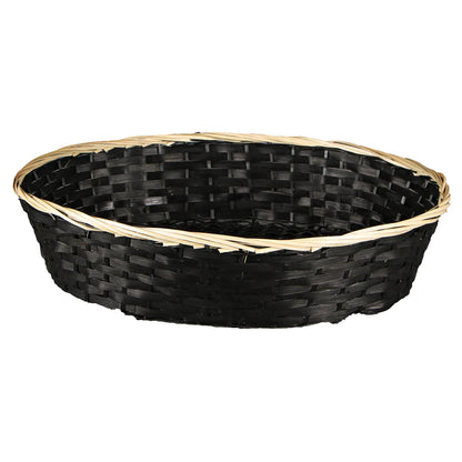 Clara basket, bamboo/black rush/natural, oval, 38x28x9cm