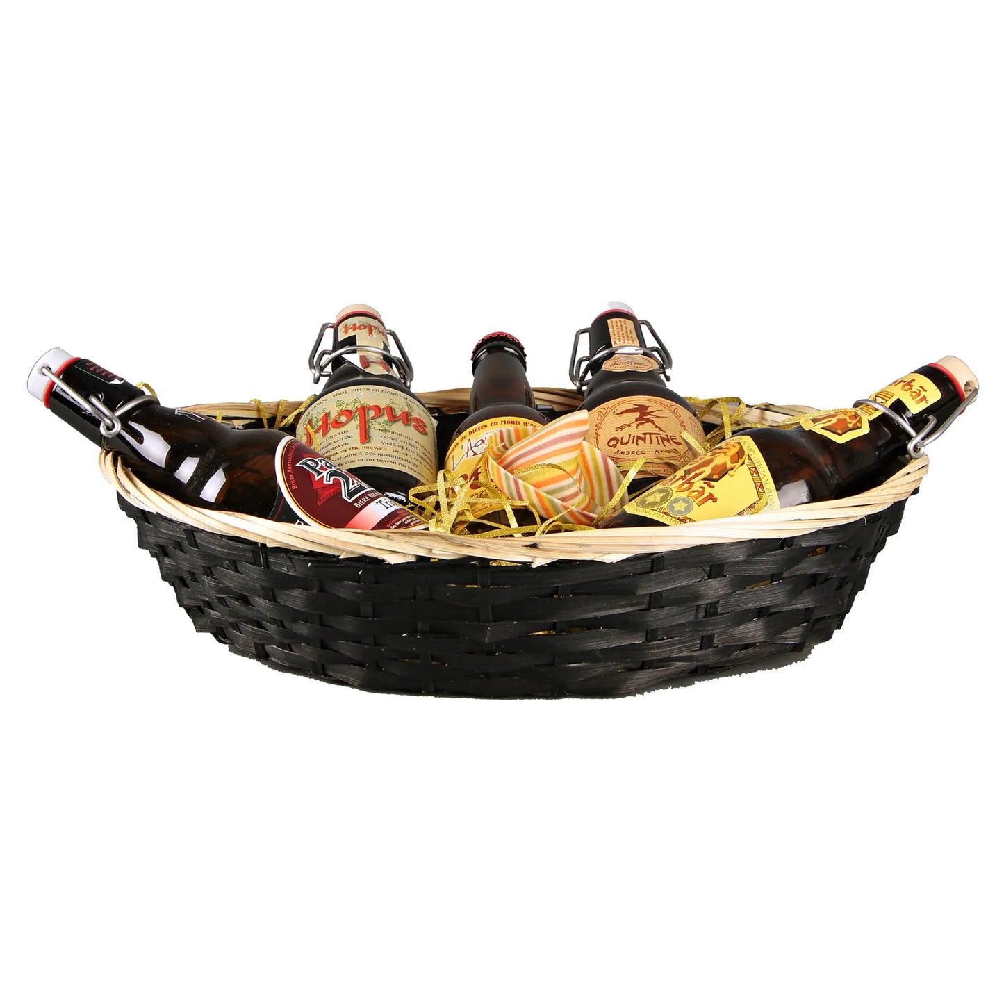 Clara basket, bamboo/black rush/natural, oval, 38x28x9cm