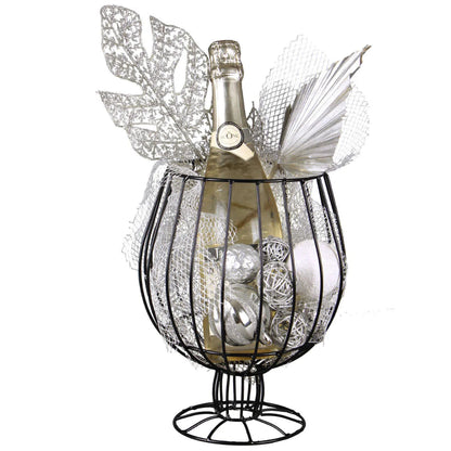 Esteban black metal stemmed glass for 1 or 2 bottles