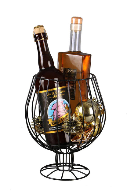 Esteban black metal stemmed glass for 1 or 2 bottles