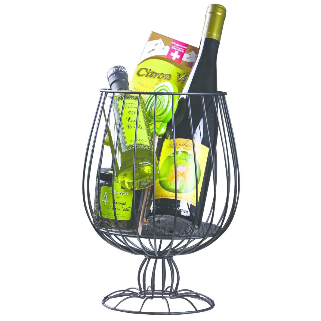 Esteban black metal stemmed glass for 2 or 3 bottles