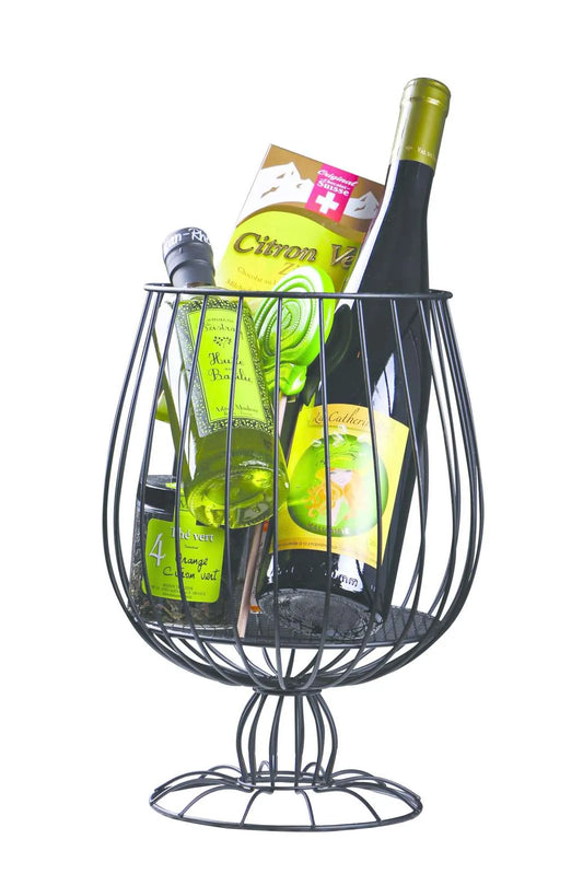 Esteban black metal stemmed glass for 2 or 3 bottles