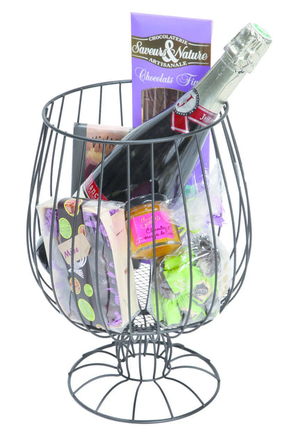 Esteban black metal stemmed glass for 2 or 3 bottles