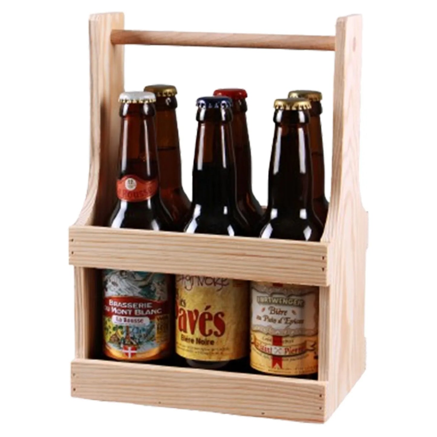 Panier Diego bois 6 bières 33cl (type long neck)