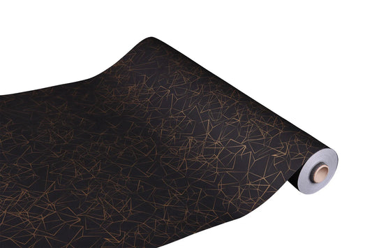 Diamy kraft coated gift wrap, black/gold, 0.50x200m