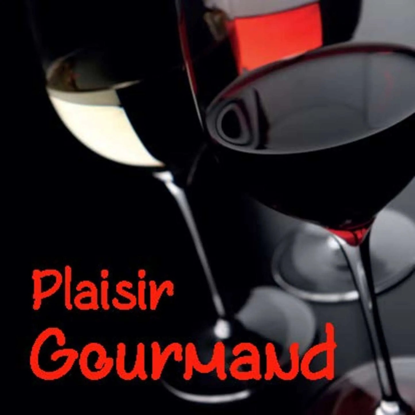 Etiquette adhésive carrée quadri/or - Plaisir Gourmand (boîte de 500)