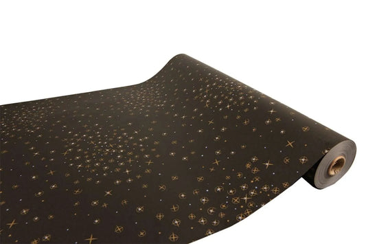 Nighttime Kraft Wrapping Paper, Black/Gold/White Coated, 0.70x100m