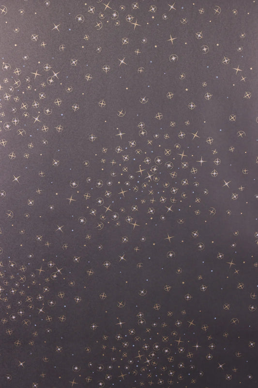 Nighttime Kraft Wrapping Paper, Black/Gold/White Coated, 0.50x200m