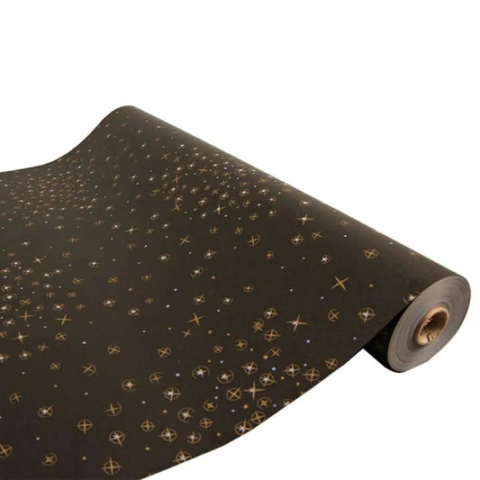 Papier cadeau Nuit kraft couché noir/or/blanc 0.50x200m