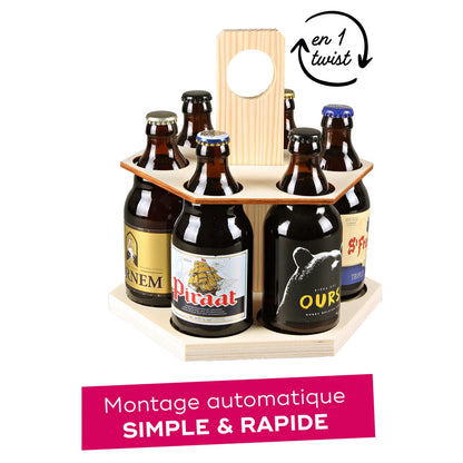 Carrousel à bière Ezio bois 6 bières 33/50cl (type Steinie), Twist