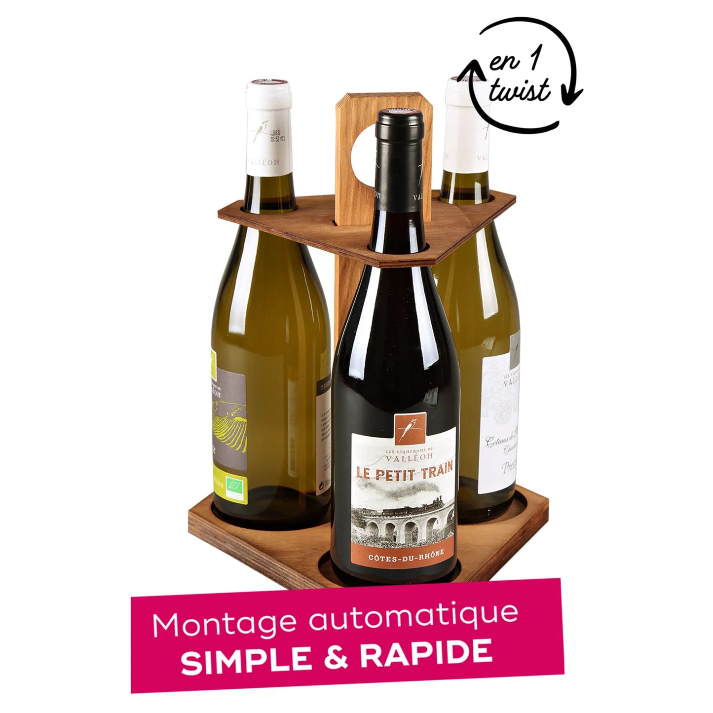 Carrousel Ottavio bois 3 bouteilles 75cl, Twist